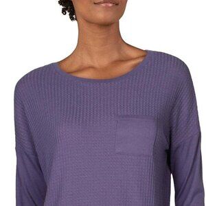 Alfani Womens Thermal Long Sleeves Pajama Top Purple XS